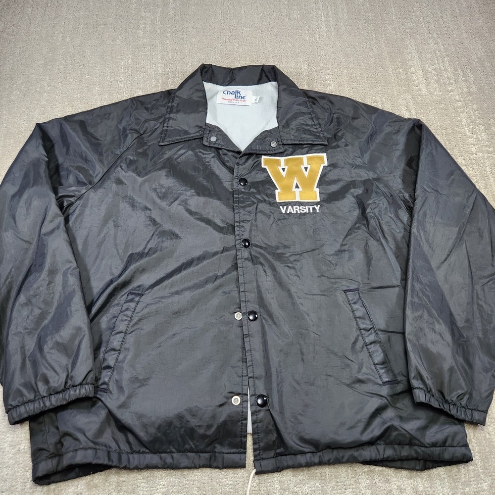 Vintage Chalk Line Jacket Men Large Satin Bomber Varsity USA Made Sports Green